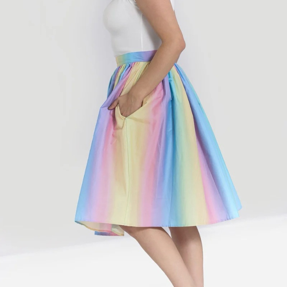Unique Vintage Magnolia Place Pastel Rainbow Skirt Size S Fit & Flare Retro Full